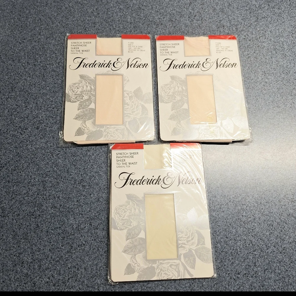 Frederick & Nelson Vintage Stretch Sheer To Waist Pantyhose Set(3)Size C, NWT